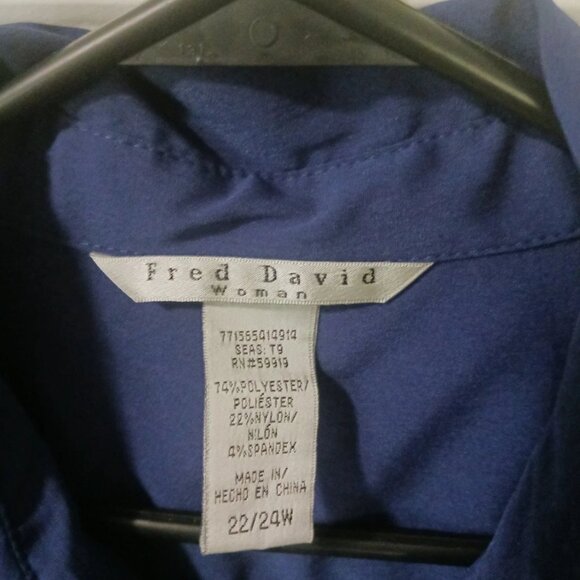 Fred David Womans Violet Purple Stretch Button Down Shirt Plus Sz Blouse 22/24W - Picture 2 of 4